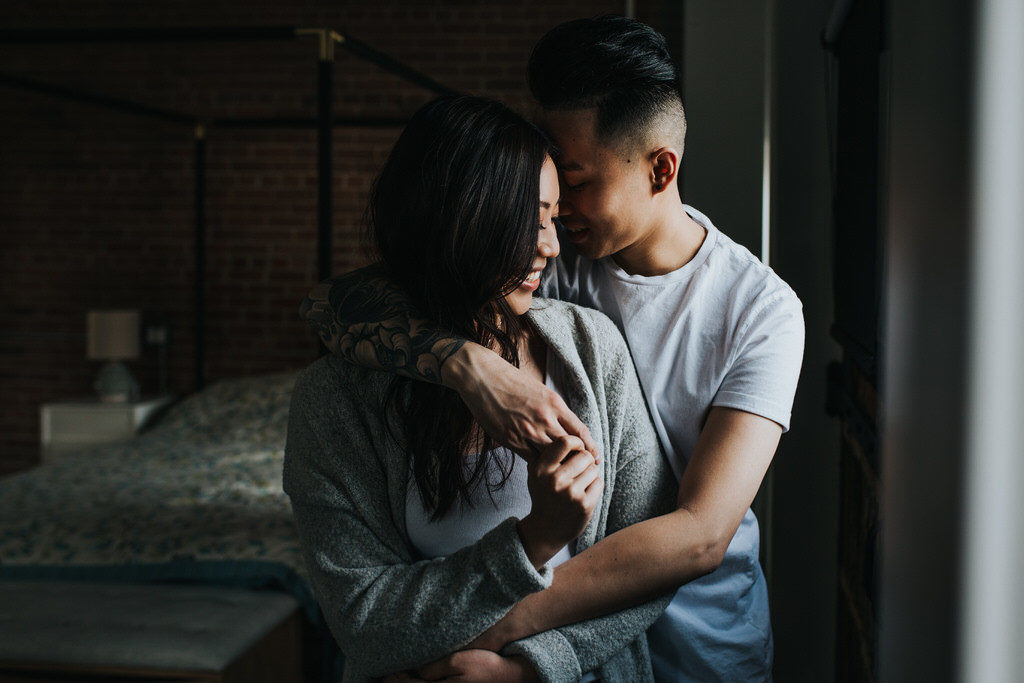 Intimate and Cozy: In Home Couples Session in an Industrial Loft
