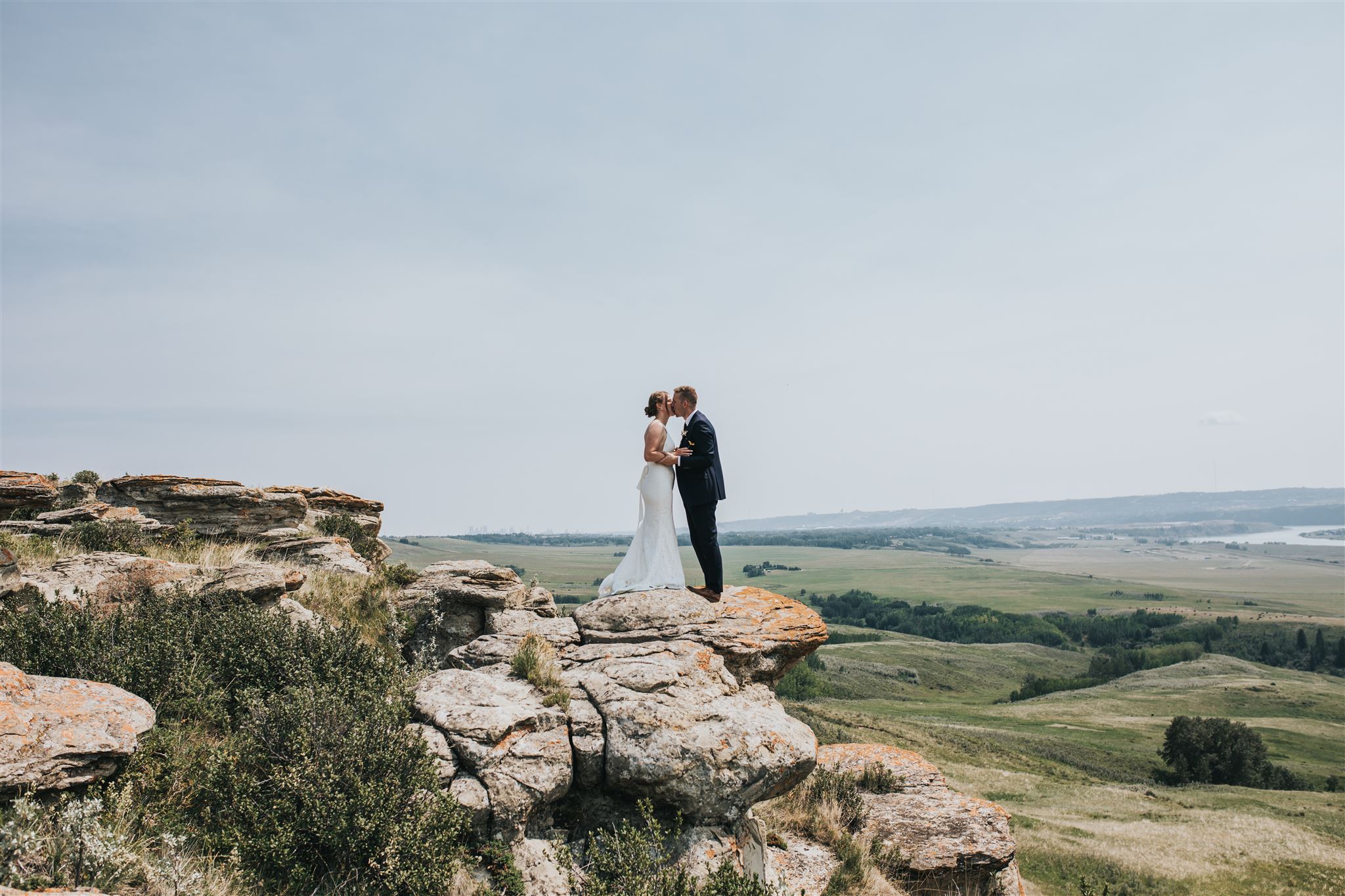 Bride and Groom portrait on cliffs