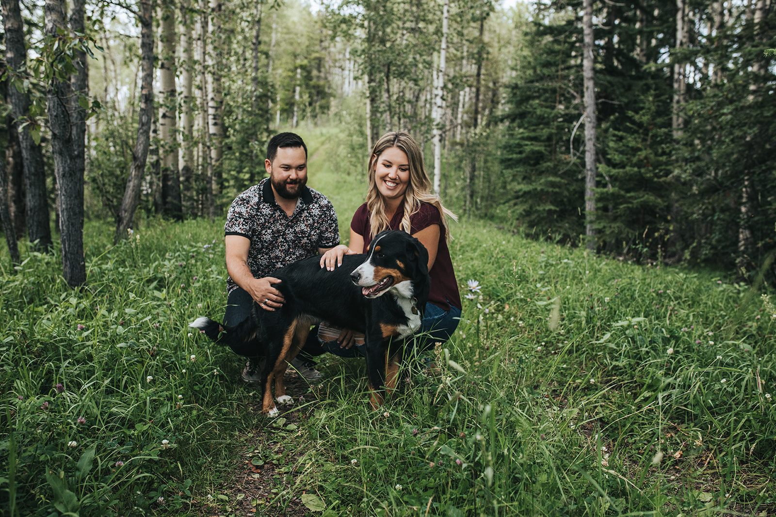 Sundre, Alberta Engagement Session with dog